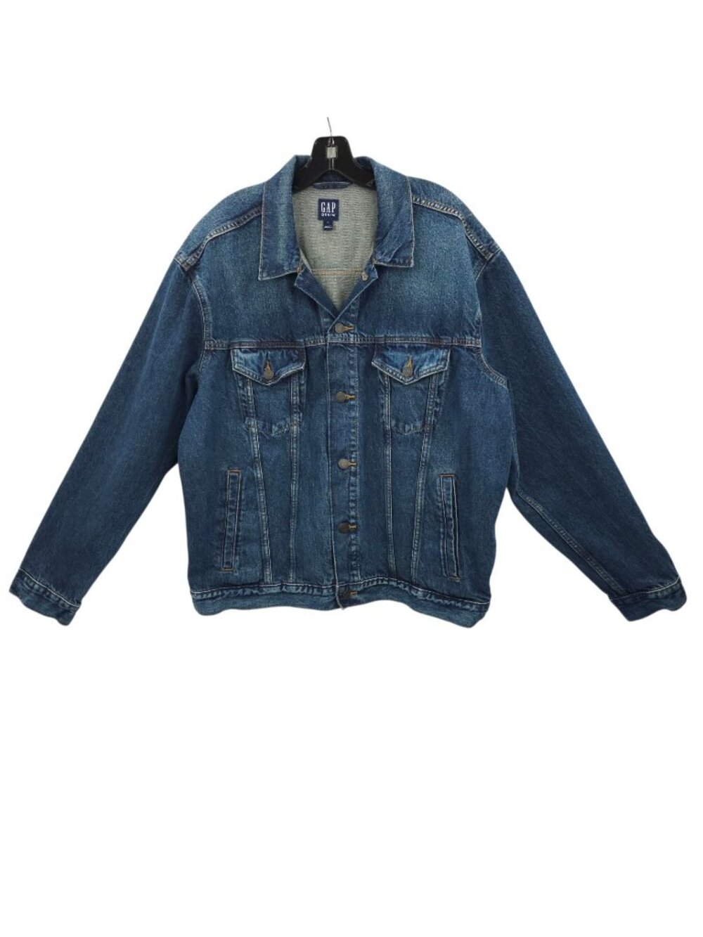 GAP Blue Denim Trucker Jacket Mens XL Jean Coat Button Up Classic Indie Grunge
